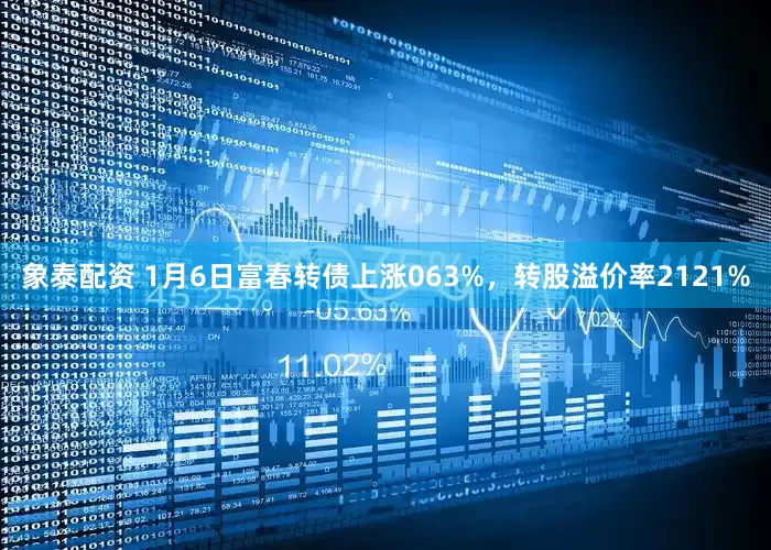象泰配资 1月6日富春转债上涨063%，转股溢价率2121%